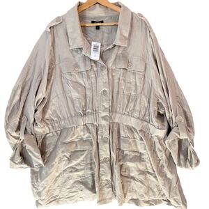 Torrid Utility Anorak Jacket Womens Plus 4X 26 Beige Drawstring NWT